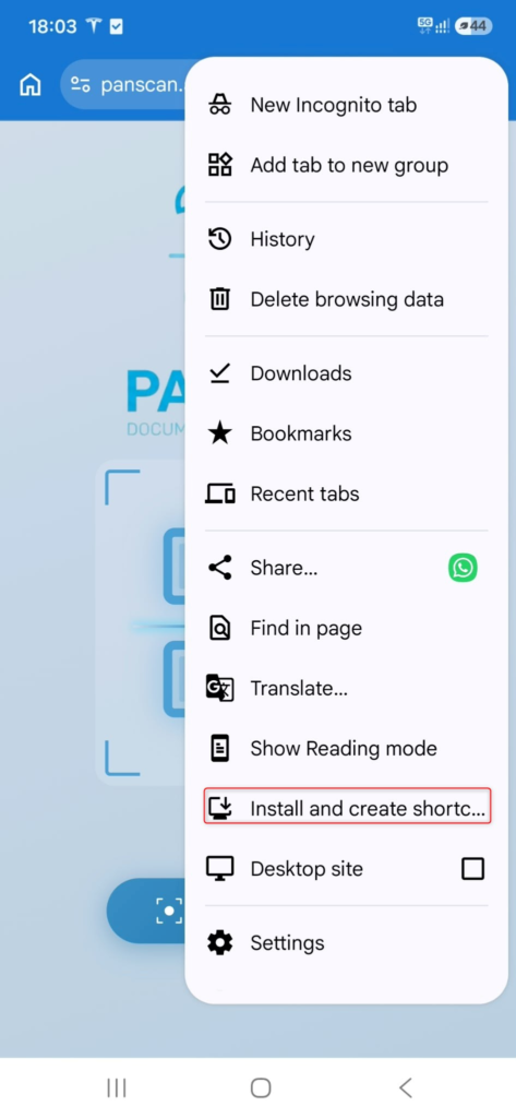 Android — Install and create shortcut